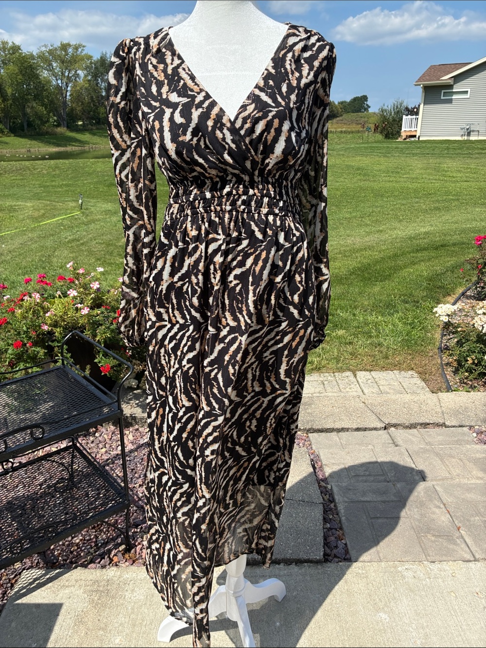 Sophia Jeans Women’s AnimalPatterned V-Neck Maxi Dress S